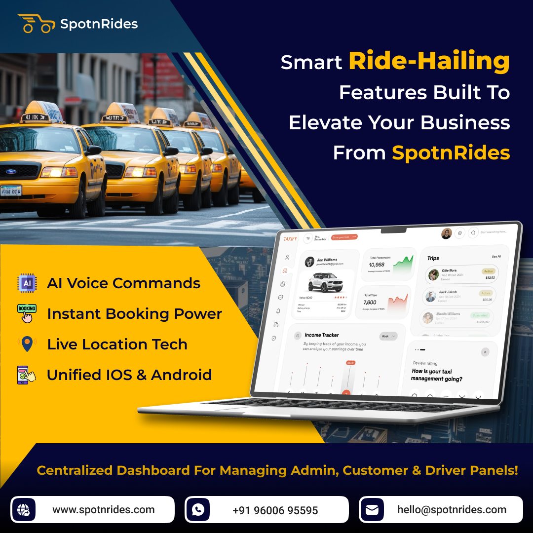 Build A Successful AI-Powered Uber Clone App For Taxi Business With SpotnRides